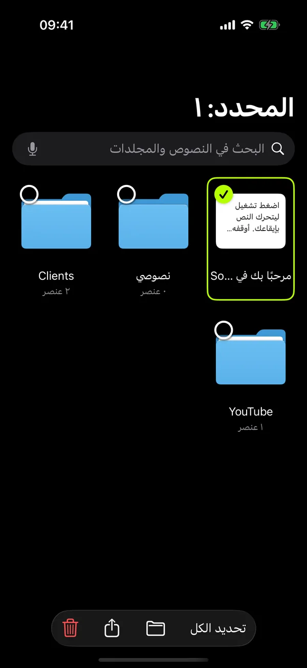 تحديد عدة نصوص ومجلدات دفعة واحدة