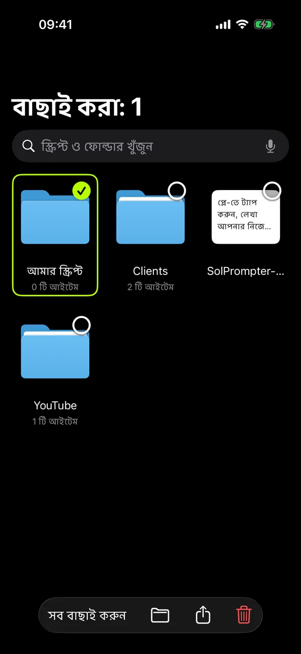 একসাথে একাধিক স্ক্রিপ্ট ও ফোল্ডার বাছাই