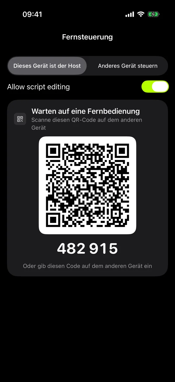 Ein Fernbedienungsgerät per QR-Code koppeln