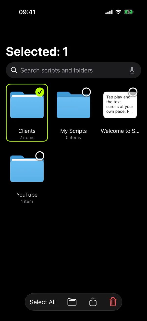 Selecting several scripts and folders at once
