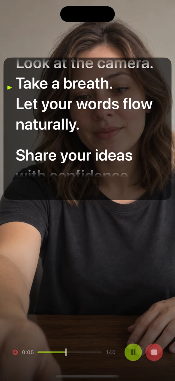 SolPrompter filmant une vidéo avec le texte à l'écran