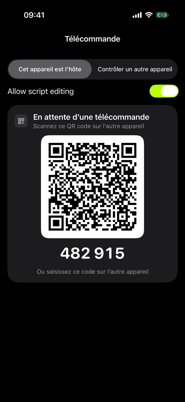 Jumelage d'un appareil télécommande par QR code