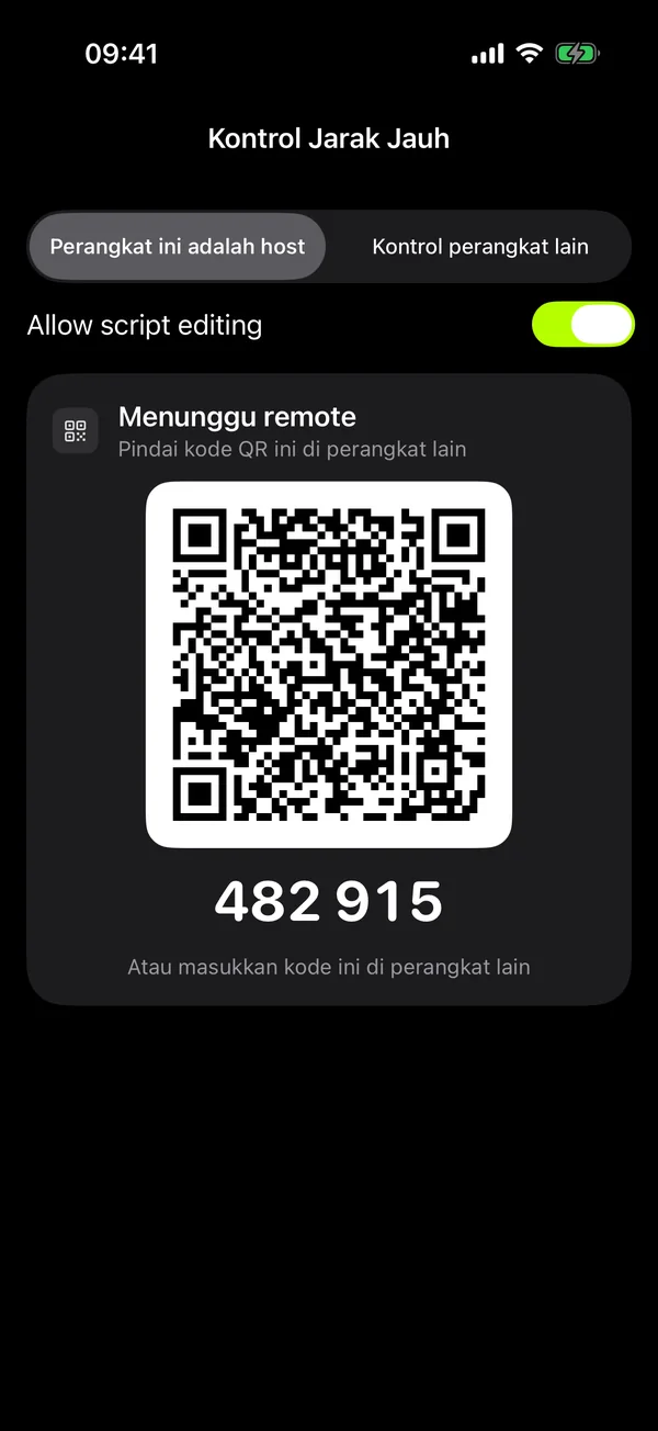 Memasangkan perangkat remote dengan kode QR