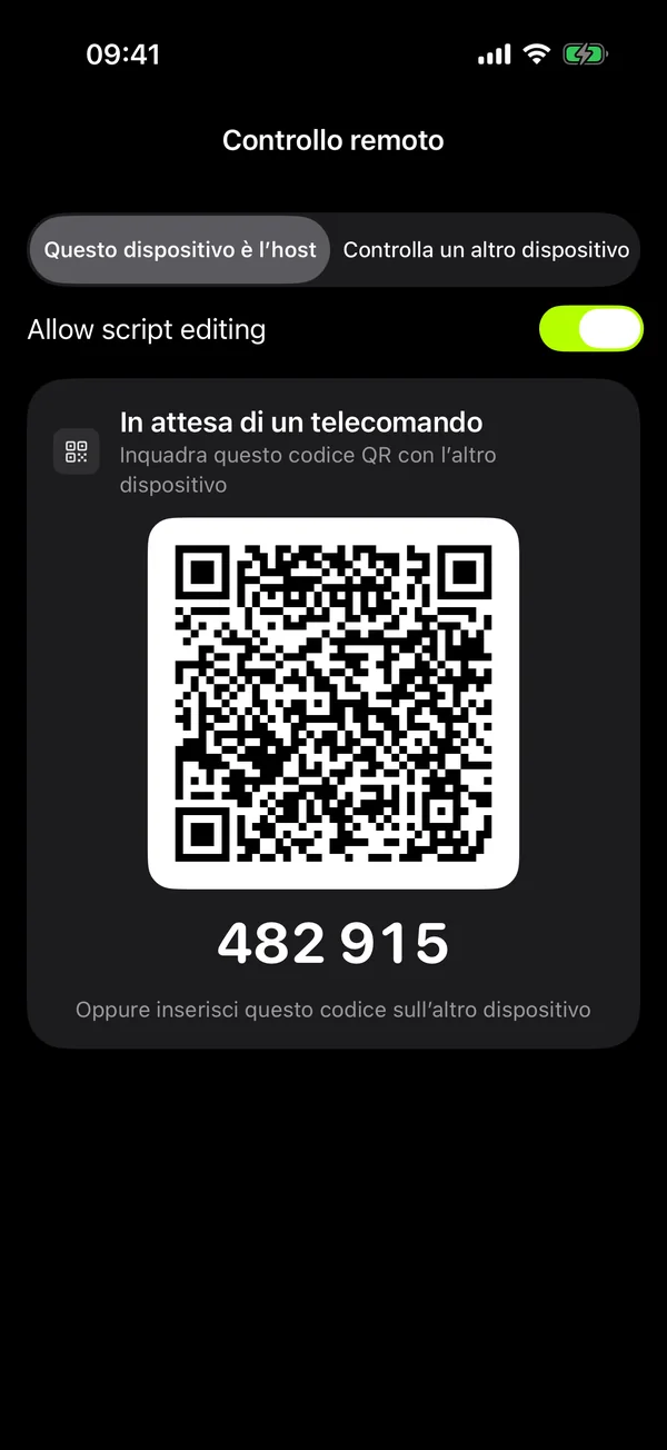 Abbinamento di un dispositivo telecomando con un codice QR