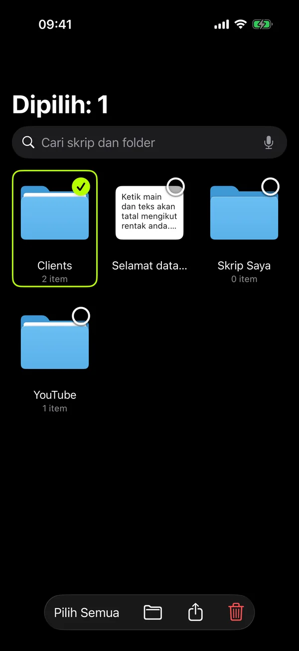 Memilih beberapa skrip dan folder sekali gus