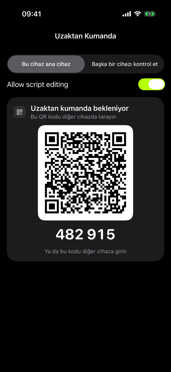 QR kodla uzaktan kumanda cihazını eşleme