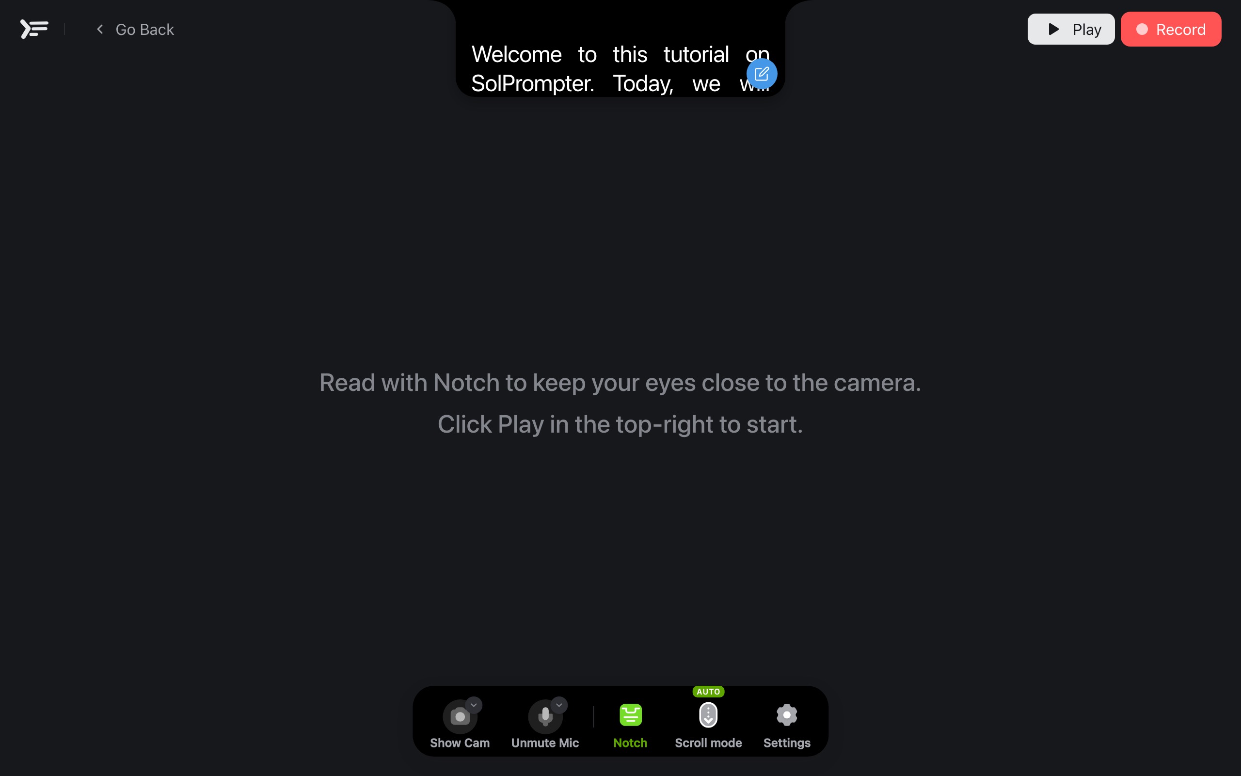 SolPrompter — Mode Notch pour un contact visuel naturel